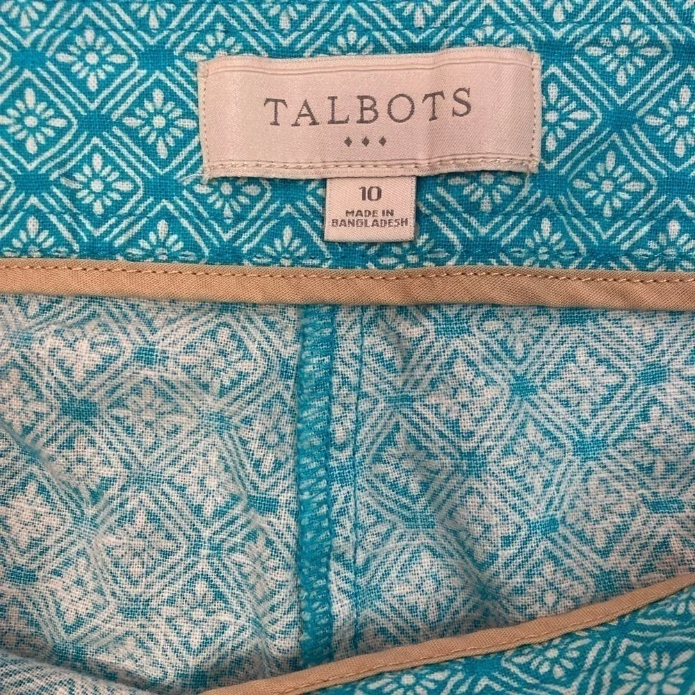 Talbots Geometric Print Linen Blend Shorts
